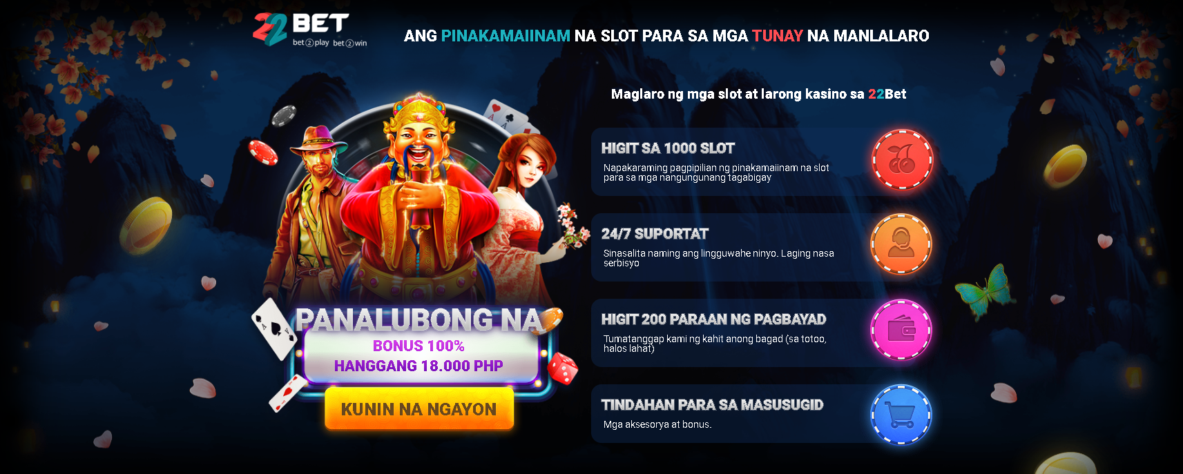 22 bet casino webpage